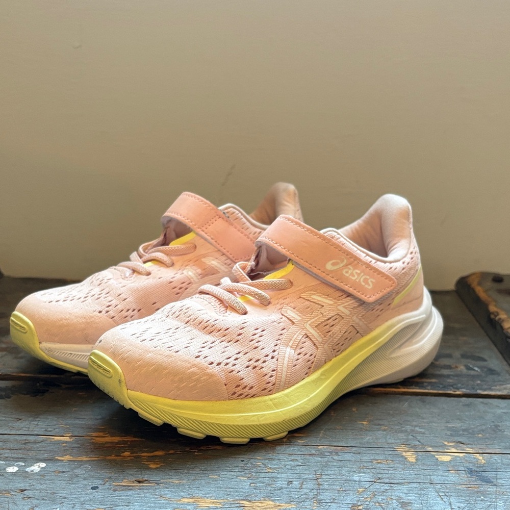 ASICS Kids Light Pink and Soft Yellow Sneakers